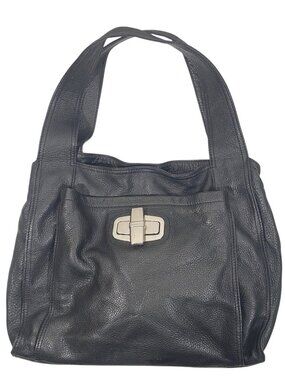 B. Makowsky Y2K Black Hobo Shoulder Bag buttery soft pebbled leather Turn Lock